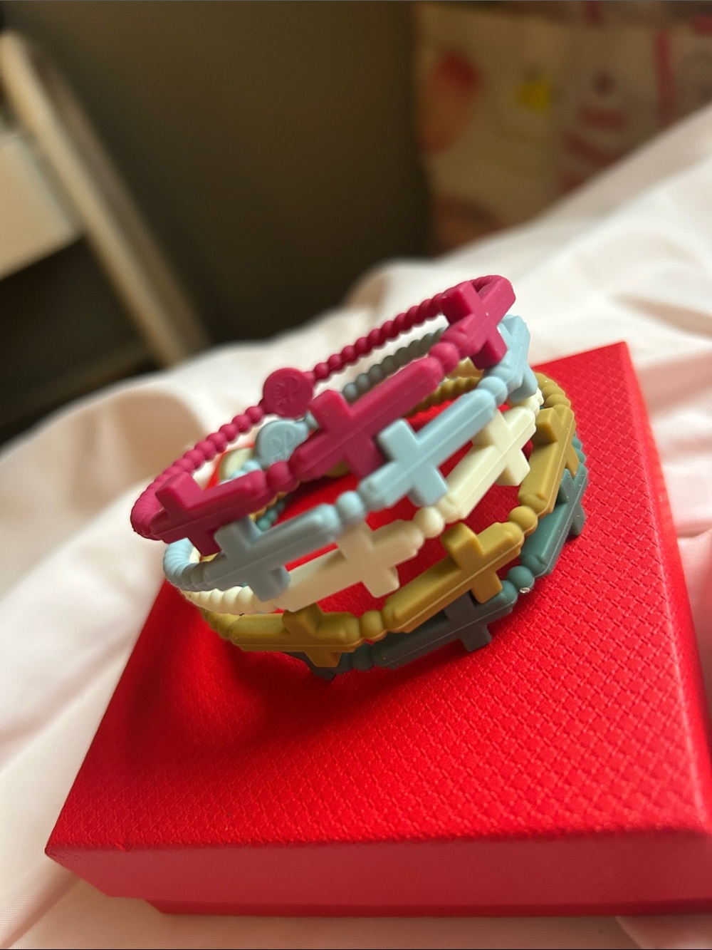 Plunder Cross Stretch Bracelets - Pink, Blue, Cream, Olive, Green Bundle